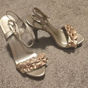 Elegant Silver and Cream Heels